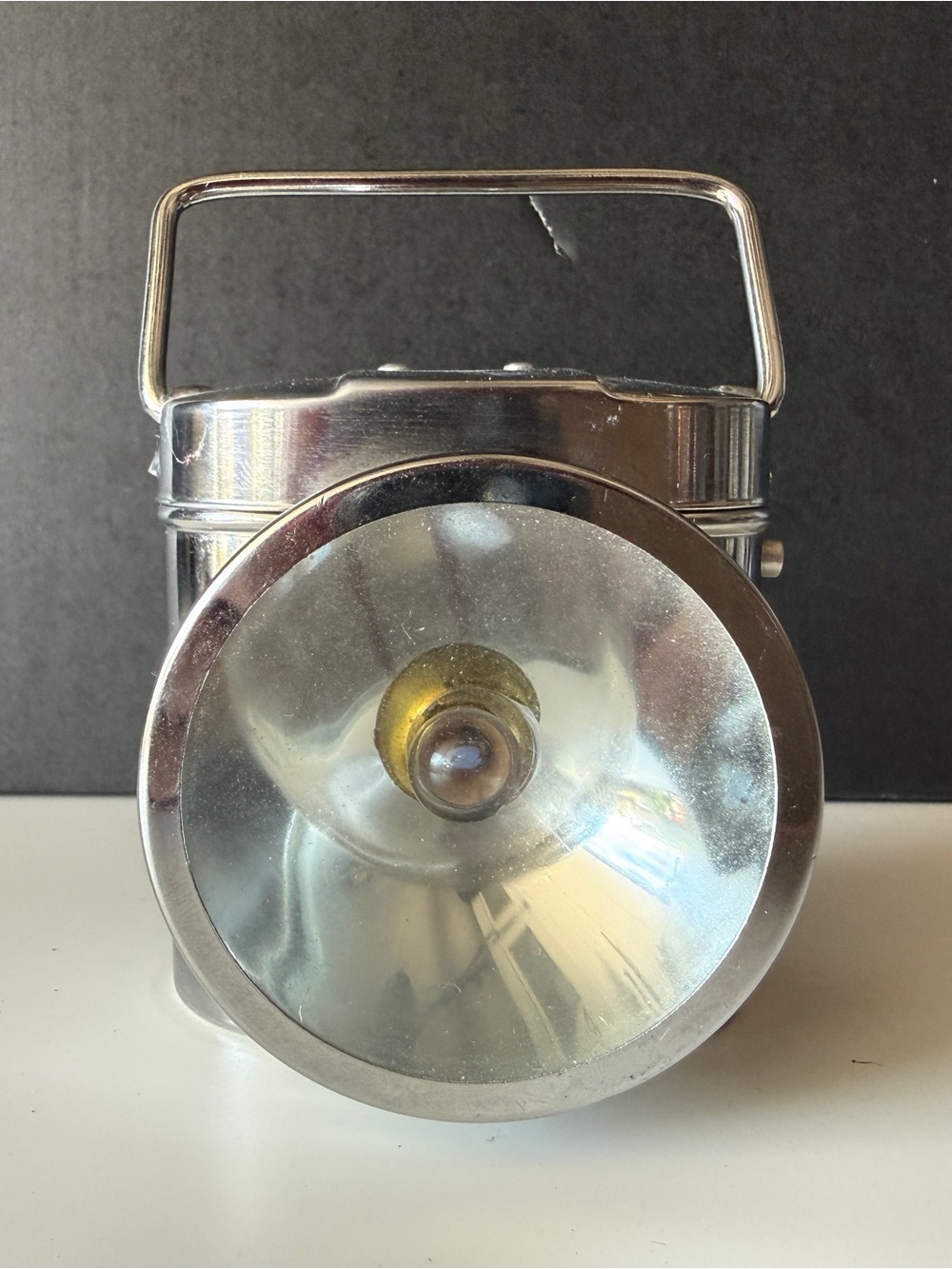Vintage chrome-plated portable utility lantern or bicycle headlamp Mid Century